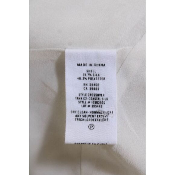 Theory Womens Silk Embroidered Crossover V Neck Tank Top White Size Small - Picture 4 of 5